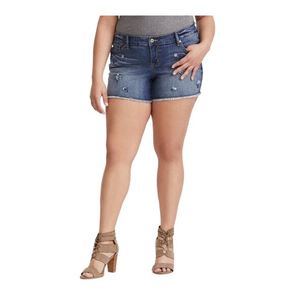 Torrid Floral Embroidered Denim Shorts - Picture 1 of 5